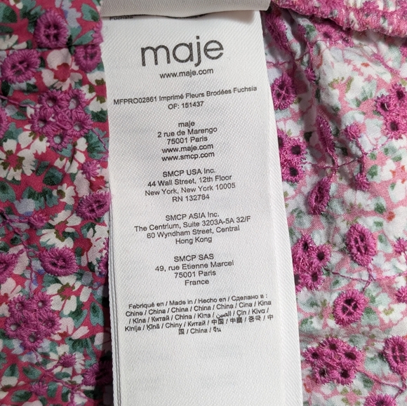 💘 Maje Floral embroidered lace print short puff sleeve dress 38 - Picture 13 of 13